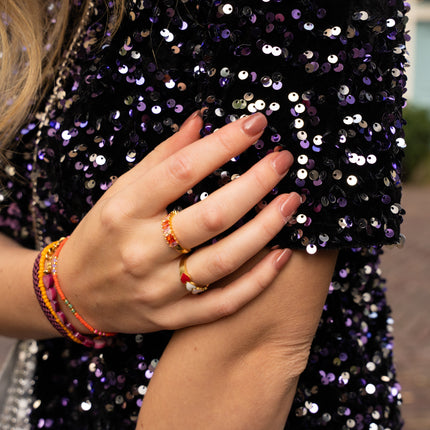 Kam midi rok glitter zwart paars