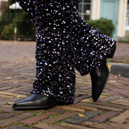 Kam wide broek zwart paars