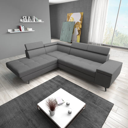 UNICORN Corner sofa 4-seater Fabric black gray Width 265 cm Height 78 cm Depth 224 cm