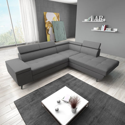 UNICORN Corner sofa 4-seater Fabric gray black Width 265 cm Height 78 cm Depth 224 cm