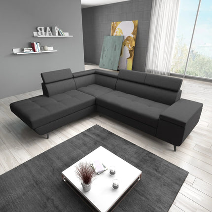 UNICORN Corner sofa 4-seater Fabric black gray Width 265 cm Height 78 cm Depth 224 cm