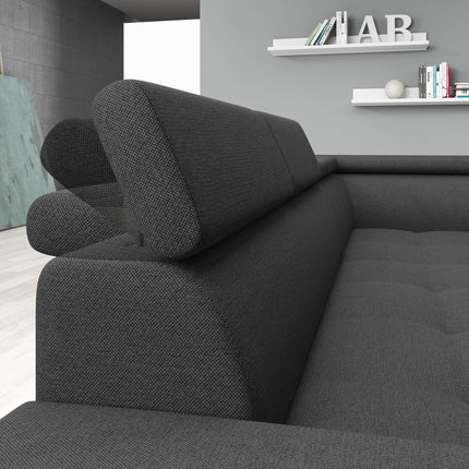 UNICORN Corner sofa 4-seater Fabric black gray Width 265 cm Height 78 cm Depth 224 cm