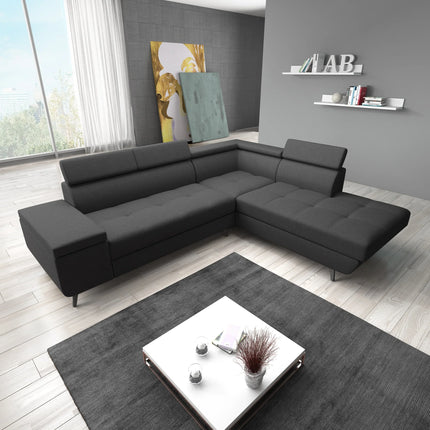 UNICORN Corner sofa 4-seater Fabric gray black Width 265 cm Height 78 cm Depth 224 cm
