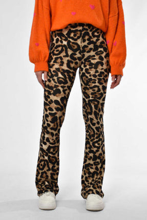 UNICORN Women's flared trousers leopard print brown s m l