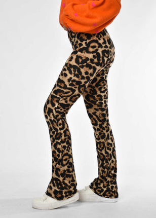 UNICORN Women's flared trousers leopard print brown s m l
