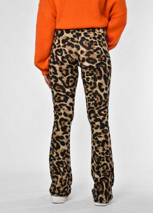 UNICORN Women's flared trousers leopard print brown s m l