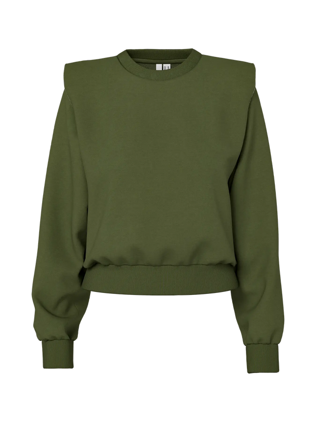 UNICORN Women's sweater Luxe Olive Sweater Regina cropped Hydrodrop with Shoulder Details xs s m l xl xxl