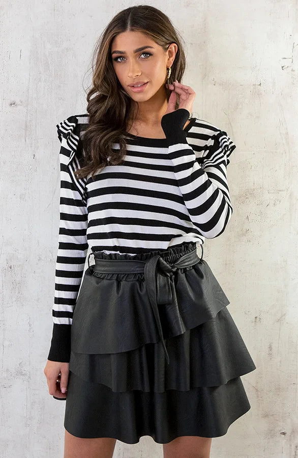 UNICORN Women's long-sleeved shirt striped black white s m l
