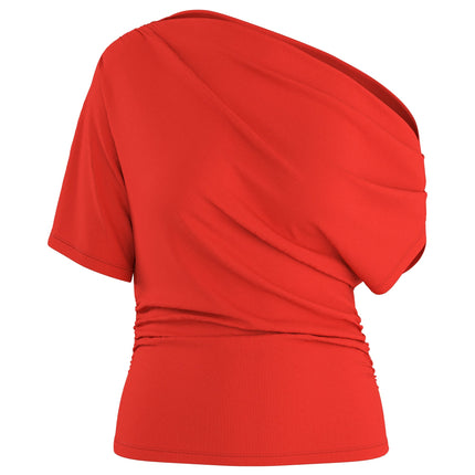 Hypdrop Emma draped off shoulder top poppy