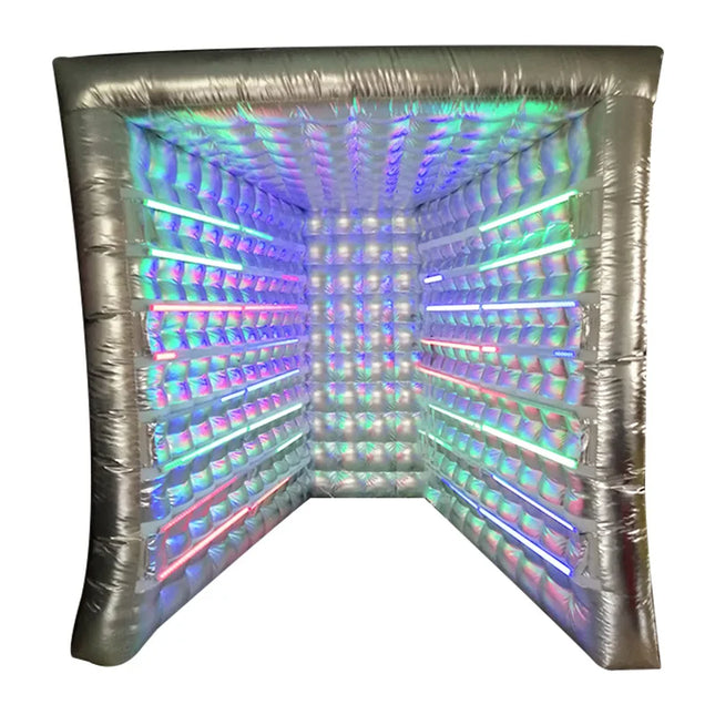 UNICORN Inflatable Photo Booth Enclosure with 32pcs LED Light Tube and Air Blower Photo Booth Backdrop for Wedding, Party or Studio Session Silver