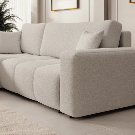 UNICORN 3-seater corner sofa with chaise longue Teddy fabric white