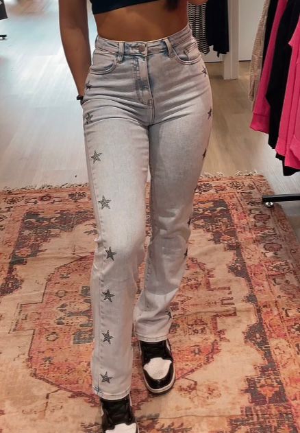 UNICORN Women's jeans blue jeans butterflies logos blue white xs s m l xl