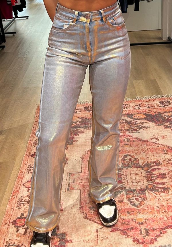 UNICORN Women's trousers glossy gold blue xs s m l xl