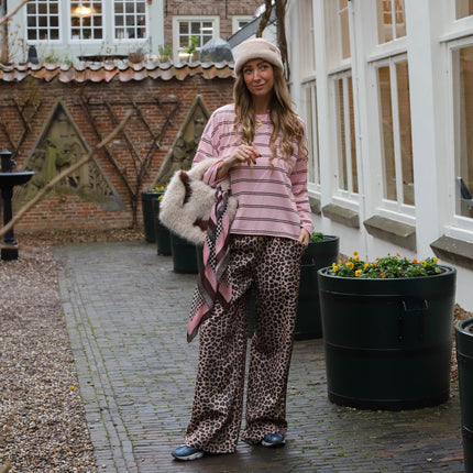 Leopard pantalon light paarse bies