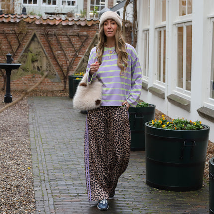 Leopard pantalon light paarse bies