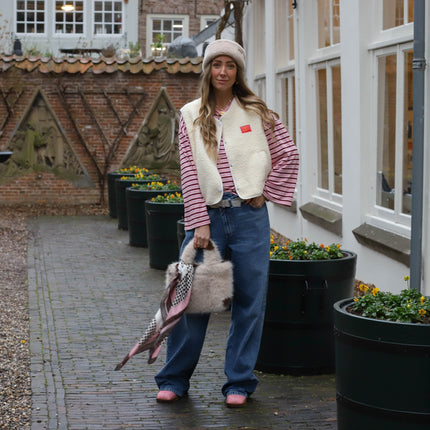 Lot streep top roze burgundy