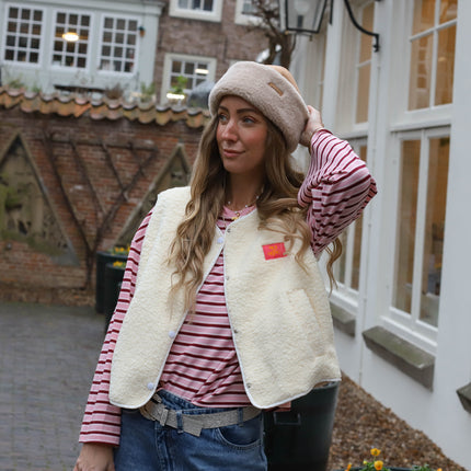 Lot streep top roze burgundy