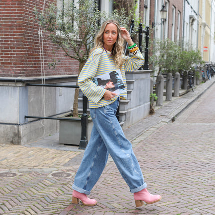 Lange mouwen streep top Maxime blauw geel