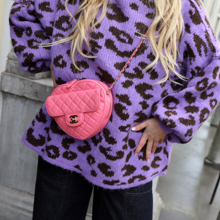 Leopard wide knit paars