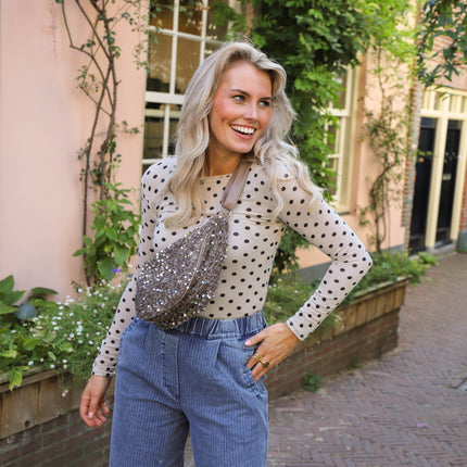 Stippen top beige
