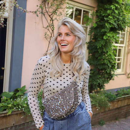 Stippen top beige