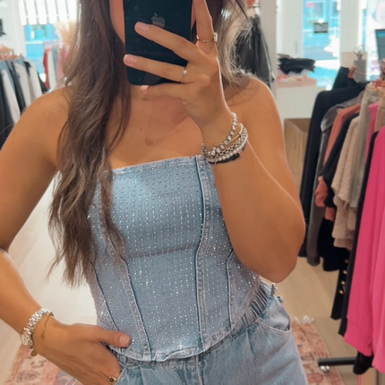 UNICORN Women's shirt top glitter denim blue s m l