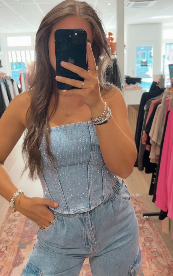 UNICORN Women's shirt top glitter denim blue s m l