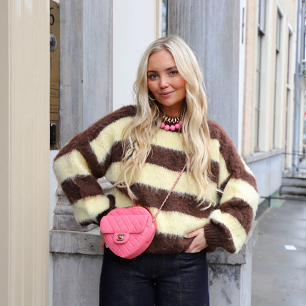 Mohair trui bruin geel