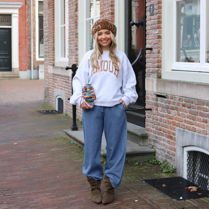 Amour sweater Leo letters grijs