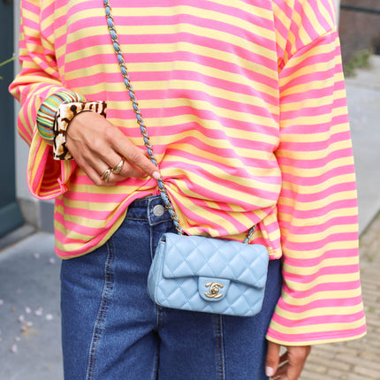 Lora streep top roze geel