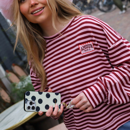 Amour top burgundy roze streep