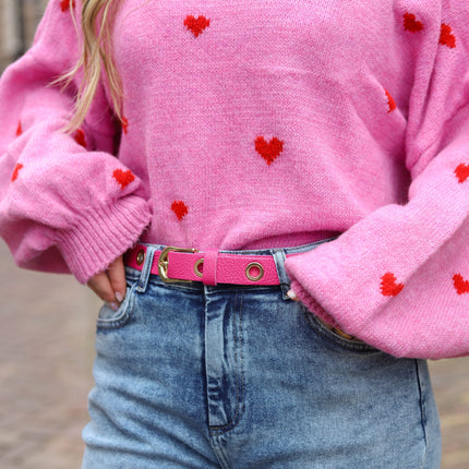 Lovie hartjes trui roze rood