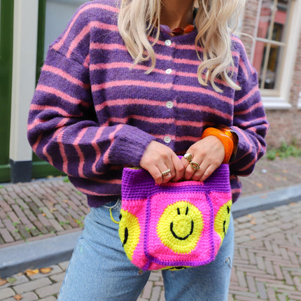 Streep vest paars roze