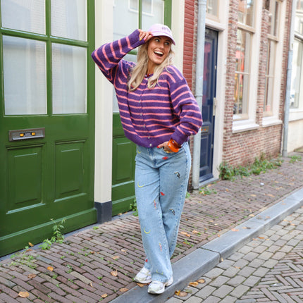 Streep vest paars roze