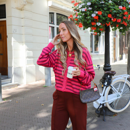 Abby streep vest fuchsia