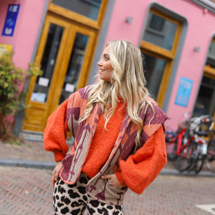 Isa gebreide trui koraal oranje