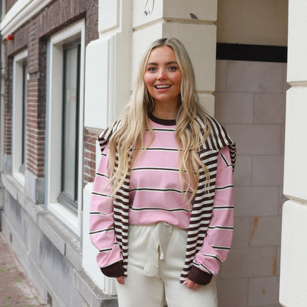 Saar streep shirt roze