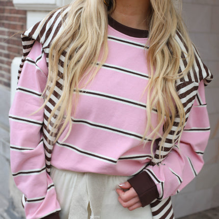 Saar streep shirt roze