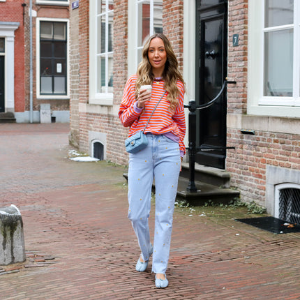 Denim jeans bloemen
