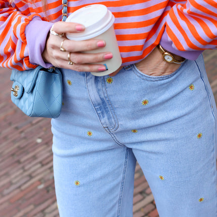 Denim jeans bloemen