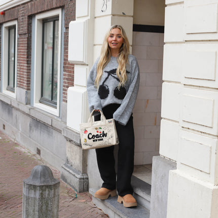 Chilli wide glitter sweater pants black