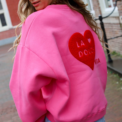 Oversized sweater roze rood a dolce vita