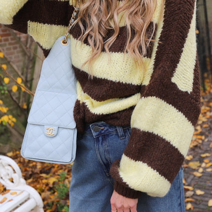 Streep knit geel bruin