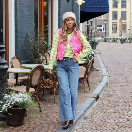 Paisley reversible gilet pink