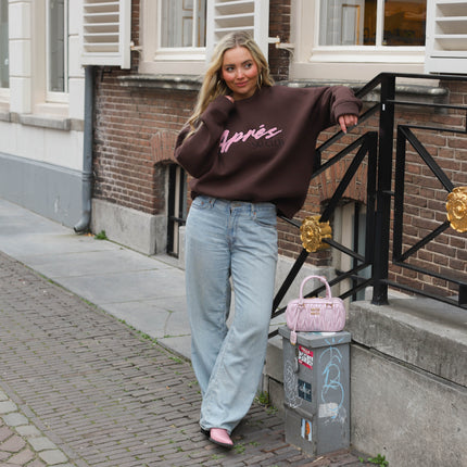 Retro après ski sweater bruin