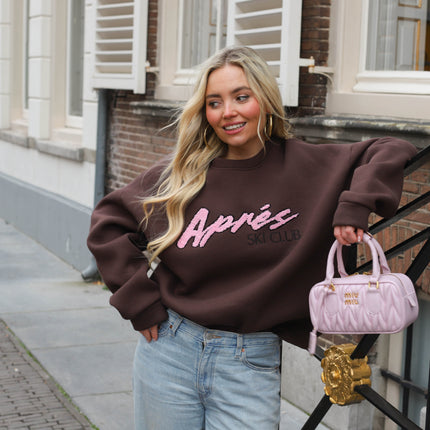 Retro après ski sweater bruin