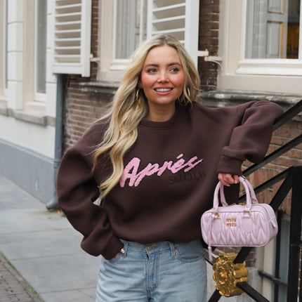 Retro après ski sweater bruin