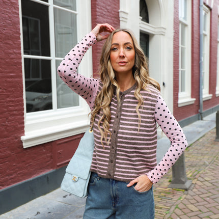 Stippen top roze