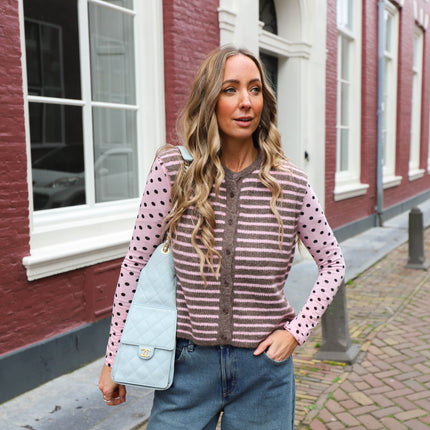 Stippen top roze
