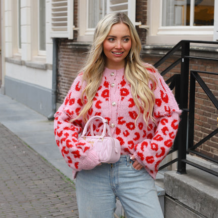 Leopard vest roze rood